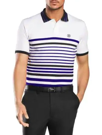 G/fore Variegated Striped Polo In Snow