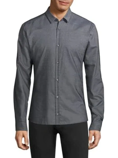 Hugo Boss Ero Ombre Plaid Extra Slim Fit Button-down Shirt In Gray/black