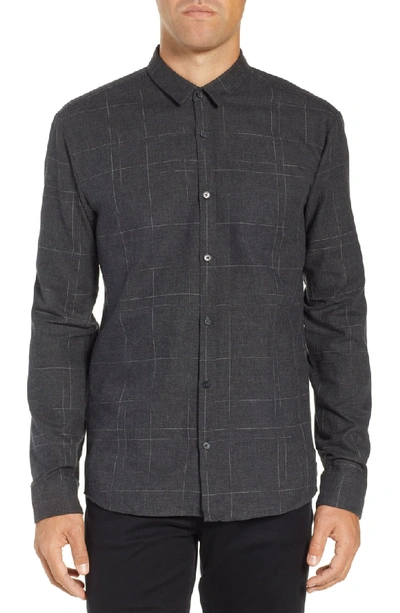 Hugo Boss Ero Flannel Plaid Extra Slim Fit Button-down Shirt In Charcoal