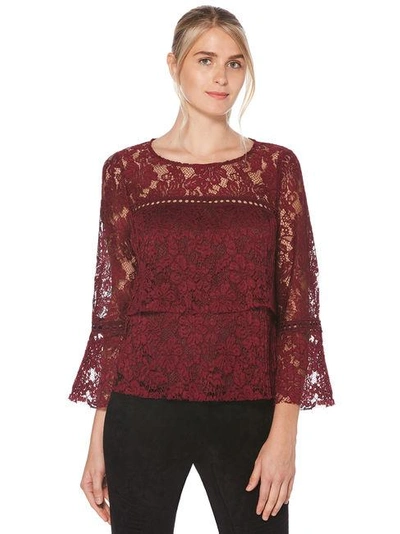 Shelli Segal Laundry By  Pleated Lace Top In Sonoma