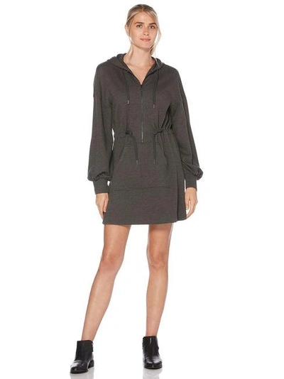 Shelli Segal Laundry By  Hooded French Terry Dress In Charcoal