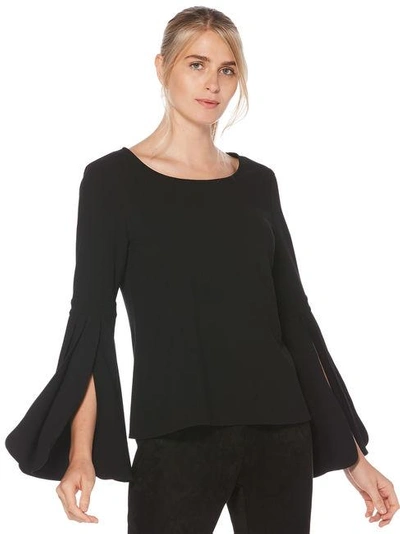 Shelli Segal Laundry By  Split Sleeve Crepe Top In Black