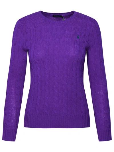 Polo Ralph Lauren Purple Cashmere Blend Sweater In Violet