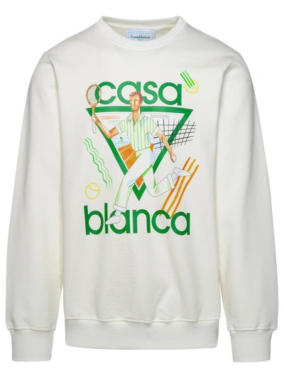 Casablanca Man  'le Jeu' White Organic Cotton Sweatshirt