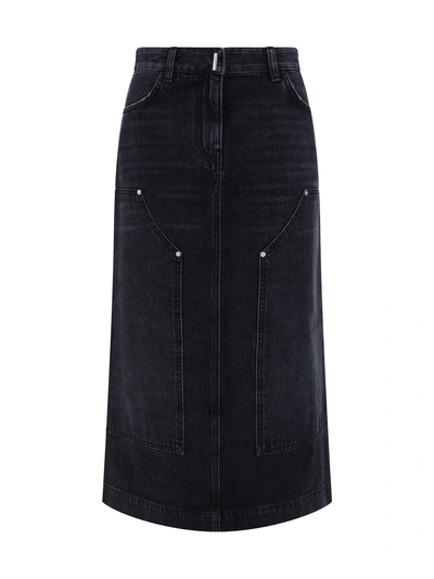 Givenchy Women Denim Skirt In Faded Black