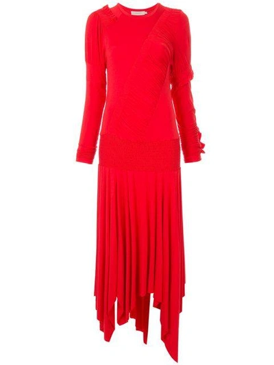 Preen Line Ruffle Detail Sweater Dress In Red