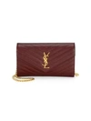 Saint Laurent Medium Monogram Matelassé Leather Wallet-on-chain In Rouge Legion