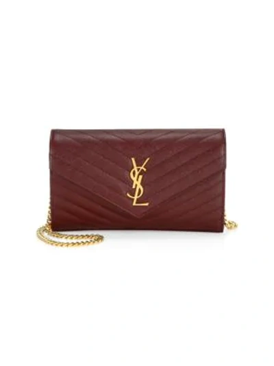 Saint Laurent Medium Monogram Matelassé Leather Wallet-on-chain In Rouge Legion