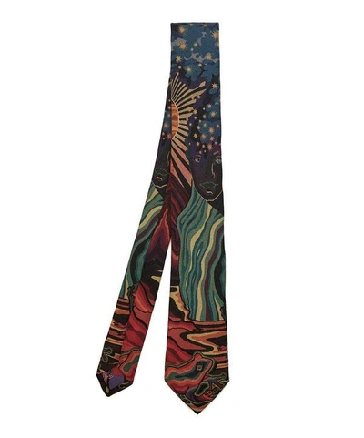Paul Smith Psychedelic Silk Tie In White