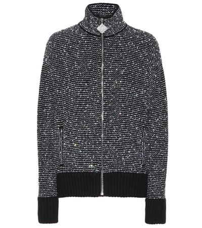 Alessandra Rich Sequined Cashmere-blend Jacket In Black