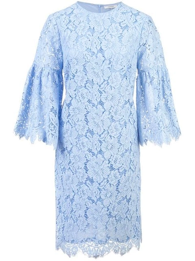 Ganni Jerome Lace Shift Dress In Blue