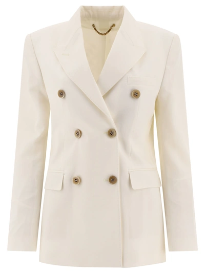 Golden Goose Double-breasted Wool Blend Blazer With Peak Lapels In White