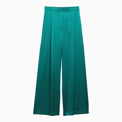 Max Mara Pianoforte Green Silk Wide Trousers