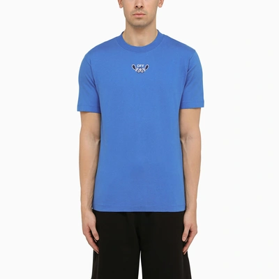 Off-white Off White™ Nautical Blue Cotton T Shirt With Logo Embroidery