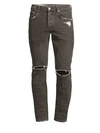 Purple P001 Slim Fit Coated Ripped Jeans In Grey Coated White