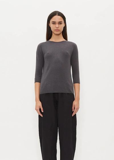 Apuntob 3/4 Sleeve Cashmere T-shirt — Dark Grey