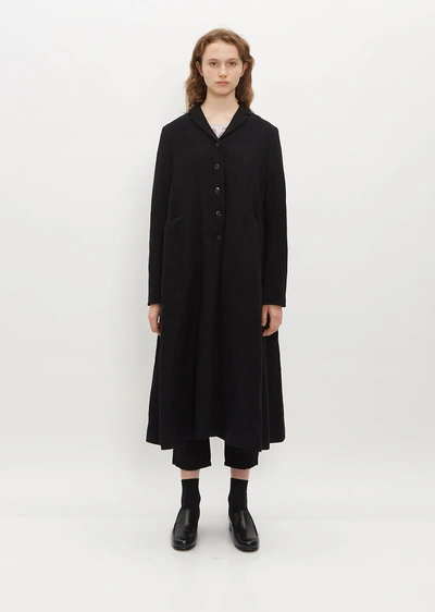 Apuntob A-line Long Coat In Black