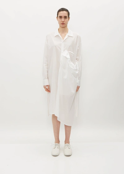 Y's Asymmetric Gathered Dress In White 1
