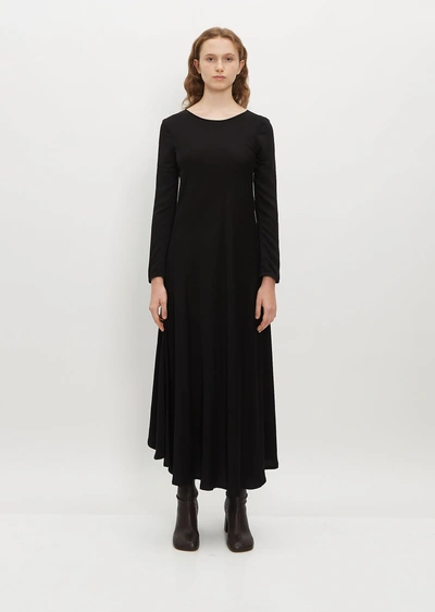 Yohji Yamamoto Bias Flare Satin Dress In Black