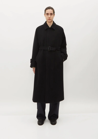 Auralee Cashmere Wool Mosser Soutien Collar Coat In Black