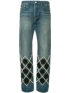 Tu Es Mon Tresor Lattice Tulle Flower Antique Jeans In Blue