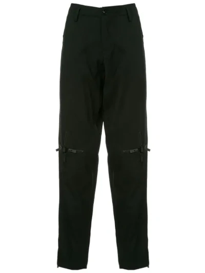 Yohji Yamamoto Knee Cross-zip Slim Trousers In Black