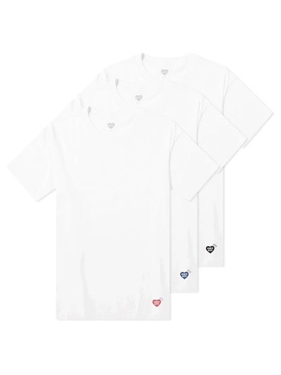 Human Made 3 Pack T Shirt Set With Logo In White