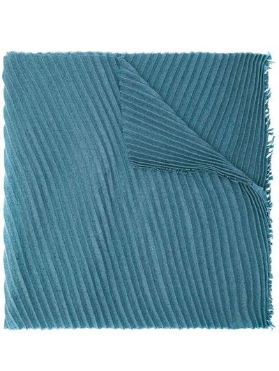 Destin Ribbed Detail Scarf - Blue