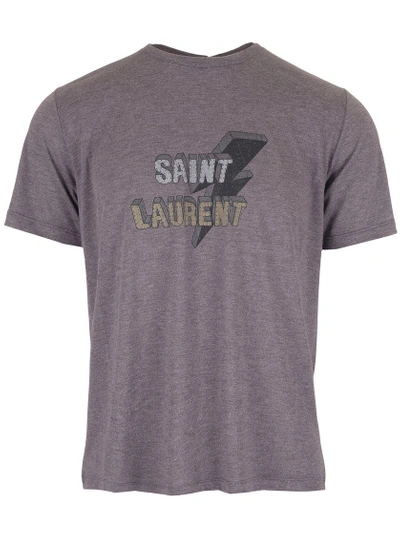 Saint Laurent Lightning Logo T In Grey