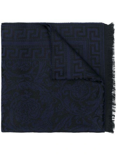 Versace Grecca Detail Scarf - Blue