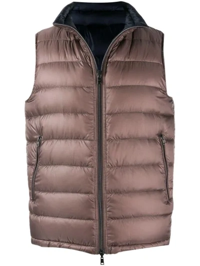 Herno Padded Gilet In Brown