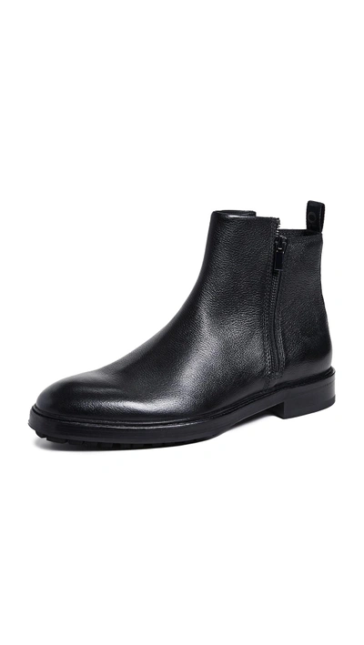 Hugo Bohemian Leather Zip Boots In Black