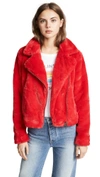 Rebecca Minkoff Henderson Faux Fur Moto Jacket In Red