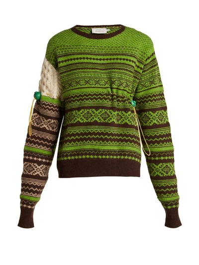 Preen By Thornton Bregazzi Moira Fair Isle-knit Wool-blend Sweater In Green