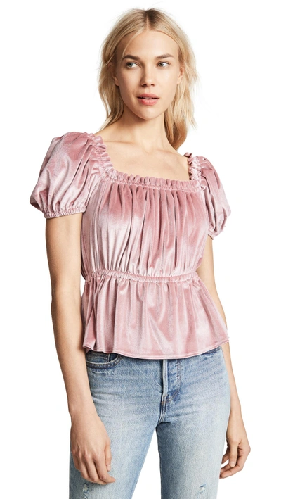 Riller & Fount Wendi Velvet Peplum Top In Mauve