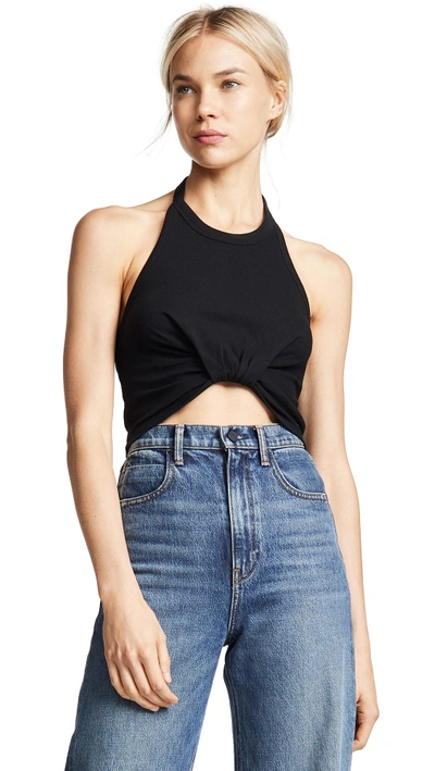 Alexander Wang T Halter Top With Twist Front Detail In Black