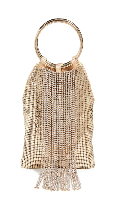 Whiting & Davis Cascade Crystal Bracelet Bag In Gold