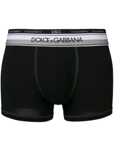 Dolce & Gabbana Underwear Striped Logo Waistband Boxers - Black