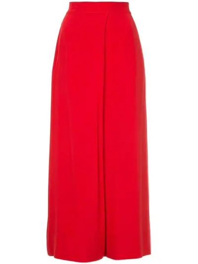 Layeur High Waisted Palazzo Trousers In Red