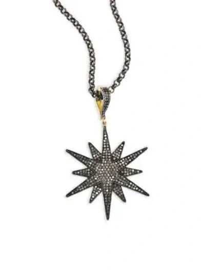 Nina Gilin Champagne Diamond Starburst Pendant Necklace In White Gold