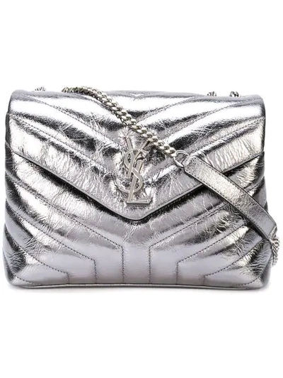 Saint Laurent Silver Small Loulou Chain Bag In Grey ModeSens