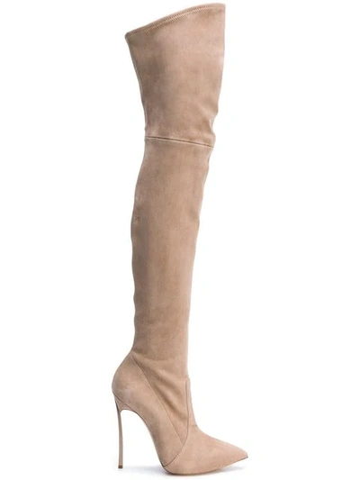 Casadei Over-the-knee Boots - Neutrals In Neutrals