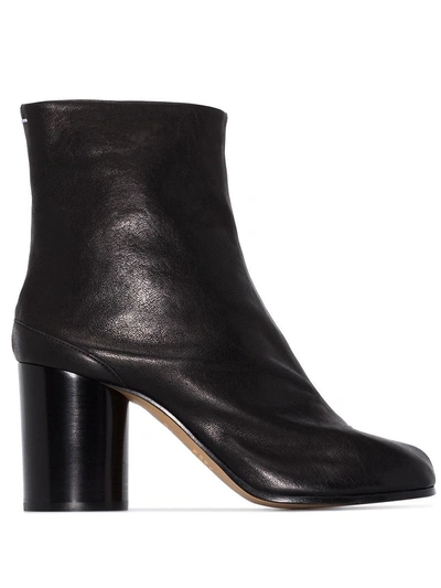 Maison Margiela Tabi Leather Heel Ankle Boots In Black