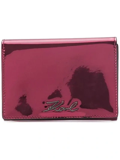 Karl Lagerfeld Signature Gloss Fold Wallet - Red