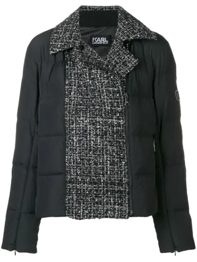 Karl Lagerfeld Padded Boucle Jacket In Black