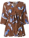 Henrik Vibskov Grace Print Flared Blouse In Brown