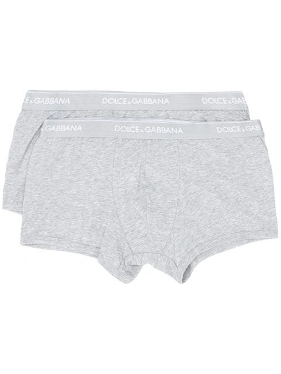 Dolce & Gabbana Logo Waistband Boxers Set In Grey