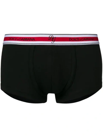 Dolce & Gabbana Striped Logo Waistband Boxers In Black