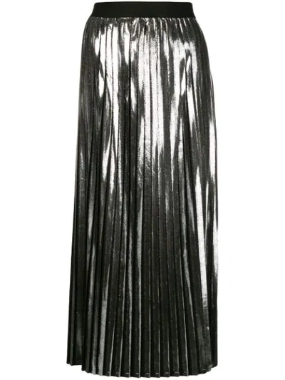 Versace Pleated Metallic Silver-tone Skirt
