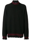 Riccardo Comi Frayed Hem Turtleneck Sweater - Black